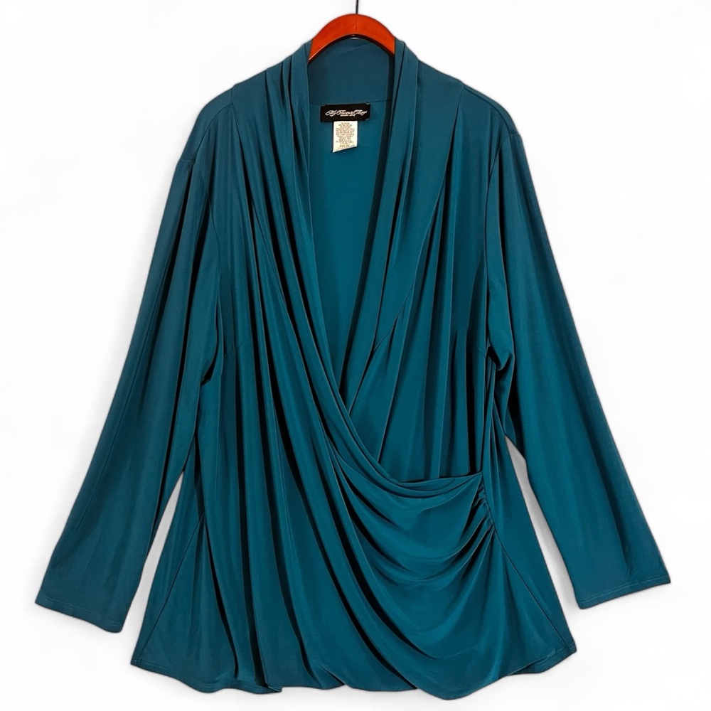 My Favorite Things Colleen Lopez Women's Drape Front Surplice Blouse Size 3X